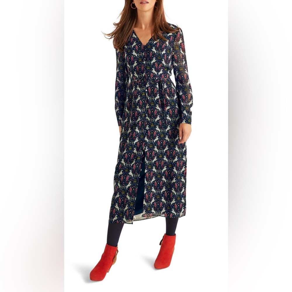 Boden Hazel Midi dress in Crown and Country print, size 4